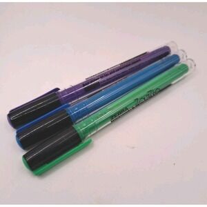 Zebra Zazzle Fluorescent Highlighter Lot of 3 Blue Green Purple All Work!